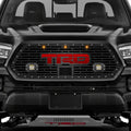 Toyota Tacoma Grille w/ Raptor Lights, LED Light Pods & Red TRD (18-23)