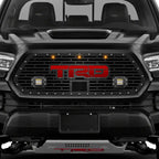 Toyota Tacoma Grille w/ Raptor Lights, LED Light Pods & Red TRD (18-23)