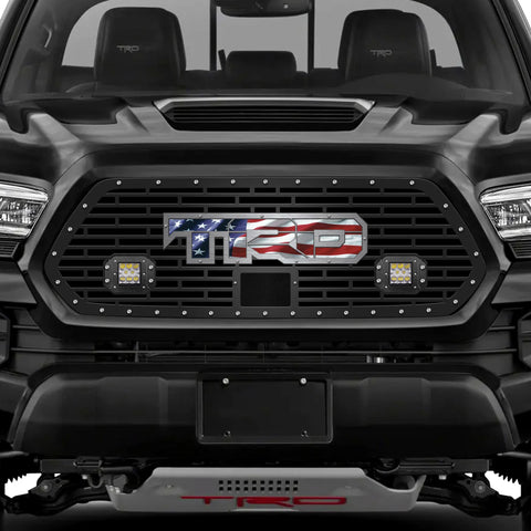 Toyota Tacoma Grille w/ LED Pod Lights & Stainless Steel Outlined USA-TRD (18-22)