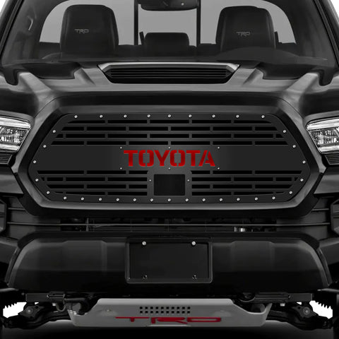 Toyota Tacoma Steel Grille with Red TOYOTA v2 (2018-2022)