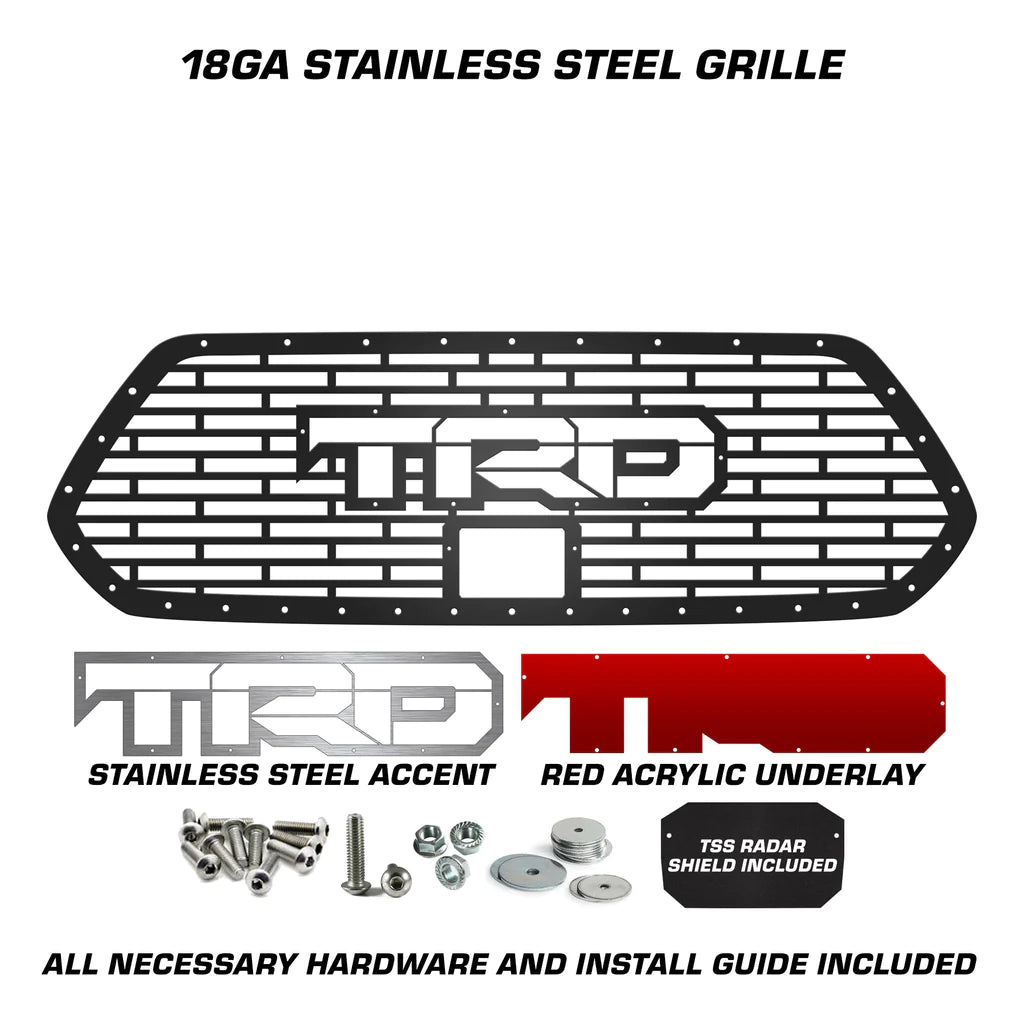 Toyota Tacoma Grille ('18-'23) Red TRD Logo w/ Stainless Steel