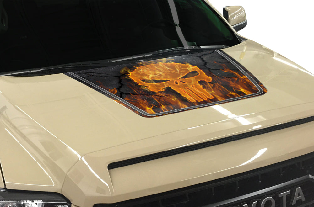 Toyota Tundra Hood Graphics (2014-2018) PUNISHER w/ FLAMES - RacerX Customs