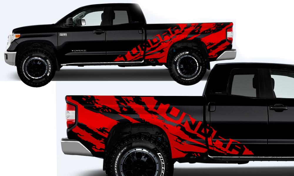 Toyota Tundra Wrap Kit - Vinyl - TUNDRA Shred (2014-2018) Double Cab - RacerX Customs
