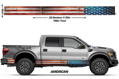 Universal Rocker Panel Graphics - AMERICAN FLAG - RacerX Customs