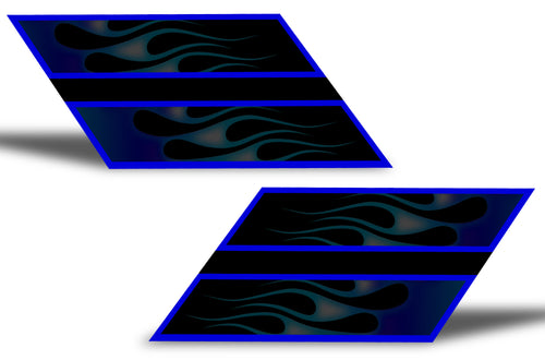 Chevy Camaro Vinyl Hash Mark Design ('10-'15) Blue Ghost Flame - RacerX Customs | Auto Graphics, Truck Grilles and Accessories