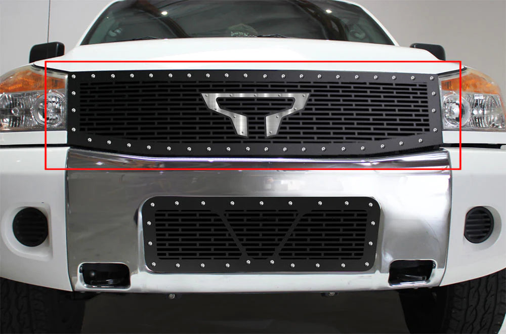Nissan Titan Steel Grille ('08-'14) Black Steel with Stainless Inlay