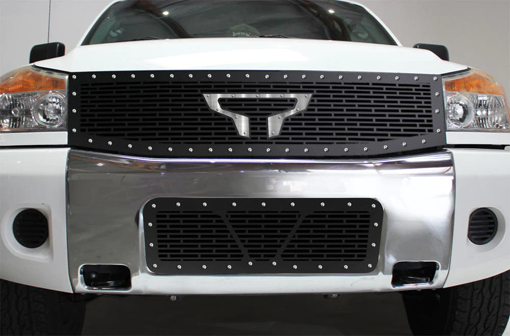 Nissan Titan Steel Grille ('08-'14) Black Steel with Stainless Inlay