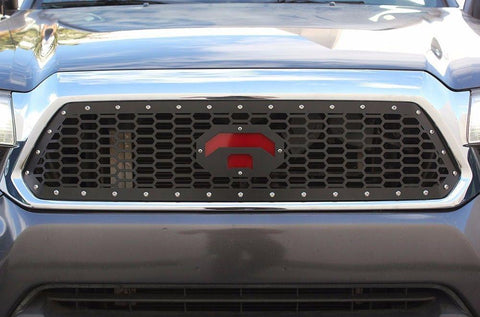 Toyota Tacoma Steel Grille ('12-'15) Red T Logo - RacerX Customs | Truck Graphics, Grilles and Accessories